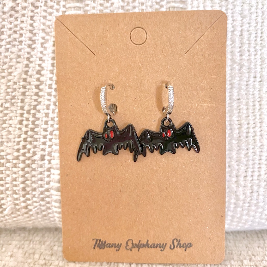 Black Bats Huggy Hoop Earrings For Halloween